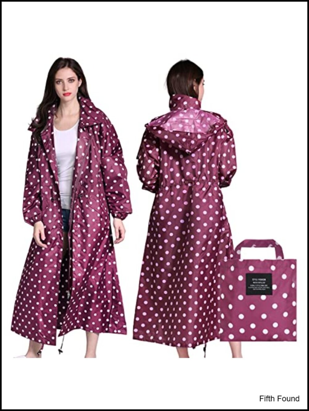 Women's Long Waterproof Hooded Raincoat Packable Lightweight Rain Jacket